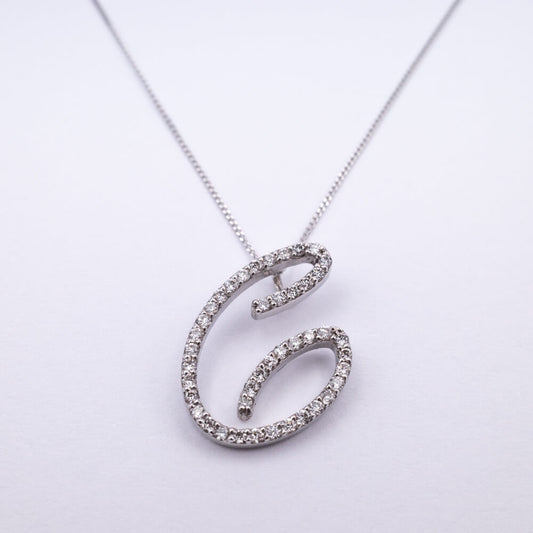 Harmony Letter C White Gold Pendant