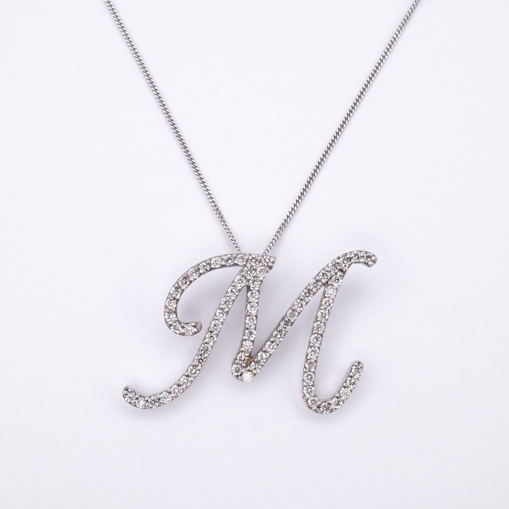 Harmony Letter M White Gold Pendant