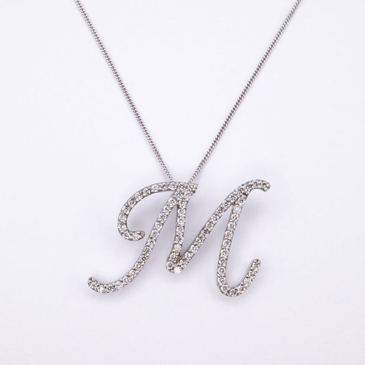 Harmony Letter M White Gold Pendant