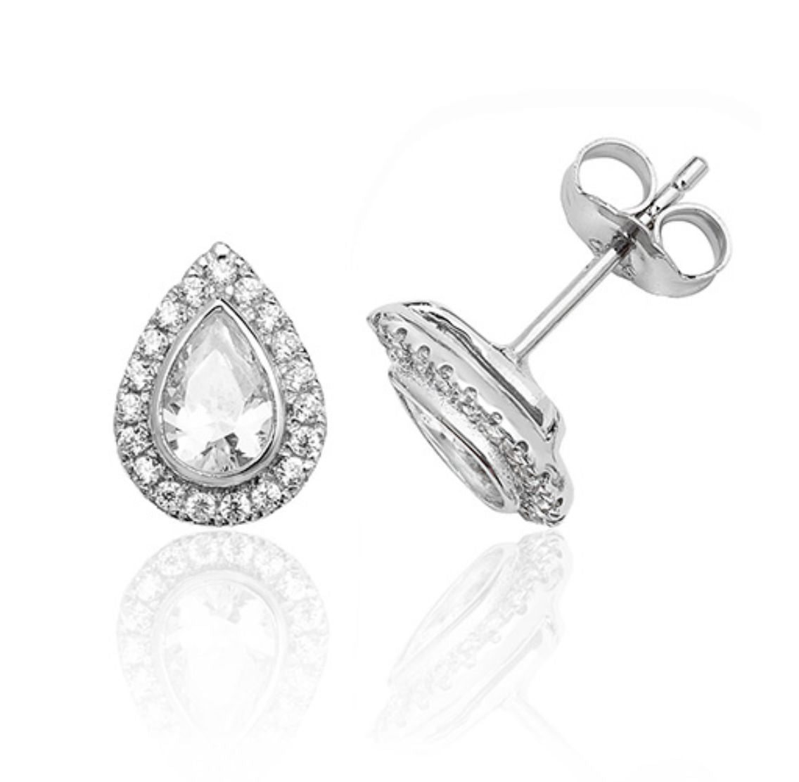 Halo & Pear Stud Earrings